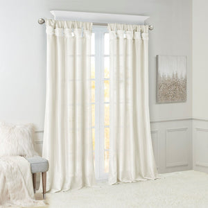 Twist Tab Lined Window Curtain Panel White 50x95