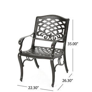 Luminea Outdoor Aluminum Dining Chair with Scroll Design, Bronze