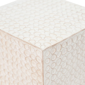 Chic Modern MGO Cube Side Table with Fluted Design - Antique Brown