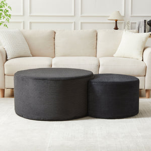 Modern Upholstered Round Coffee Table For Living Room (Set of 2)
