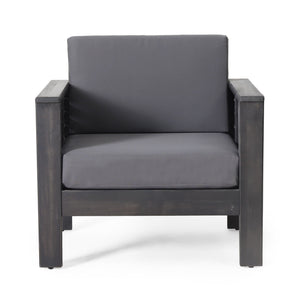 Acacia Wood Loveseat And Coffee Table Set With Cushions