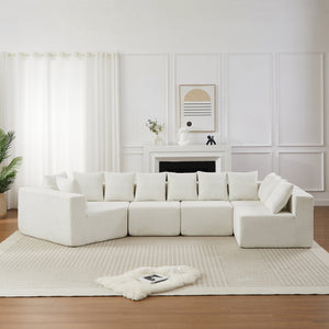 151.6-Inch Extra-Large L-Shaped Chenille Sectional Sofa