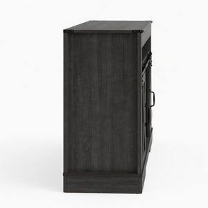 Farmhouse TV Stand With Sliding Barn Doors & Adjustable Storage