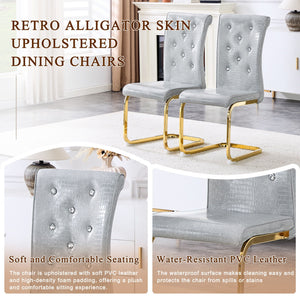 Elegant Design Alligator Skin Upholstered Dining Chairs