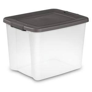 Sterilite 50Qt ShelfTote, Stackable Storage Bin with Latching Lid, Clear, 6 Pack