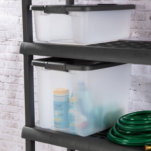 Sterilite 50Qt ShelfTote, Stackable Storage Bin with Latching Lid, Clear, 6 Pack