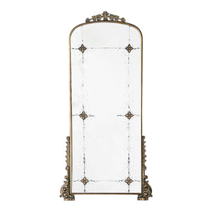 Antique Arched Mirror With Metal Frame, Full Length Mirror For Living Room Bathroom Entryway - Gold