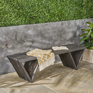 Gloaming Outdoor Bench With Slat Design And Triangular Base