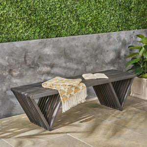 Gloaming Outdoor Bench with Slat Design and Triangular Base
