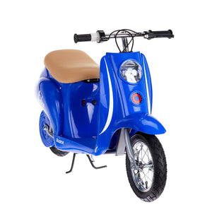 Razor Pocket Mod Miniature Euro 24V Electric Kids Ride On Retro Scooter, Blue - TRAPSKI