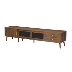 Doors TV Stand For TVs Up To 85" With Storage Cabinets - Natural