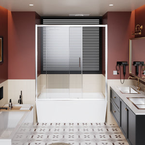 Single Sliding Shower Door For Bathtub With Handle - Chrome