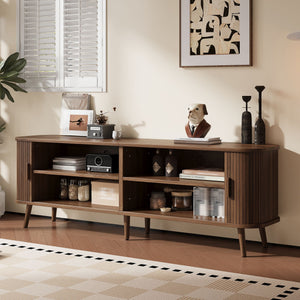 70" TV Stand, Media Center With Ample Storage - Dark Brown
