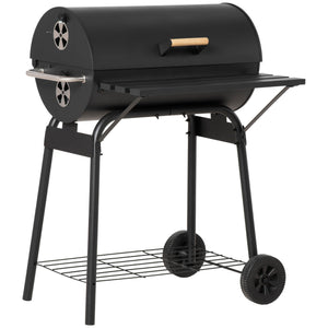 Outsunny 30' Portable Barrel Charcoal BBQ Grill Steel Outdoor Smoker