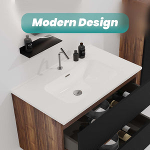 Glossy White Ceramic Integrated Basin