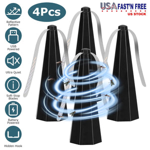 4Pack Fly Table Fans Battery USB Powered Bug Fans Food Fans Fly Table Spinners Traps with Hook for Party BBQ Picnic Camping