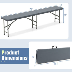 6 Feet Plastic Folding Bench Portable Seat with Handle and Lock