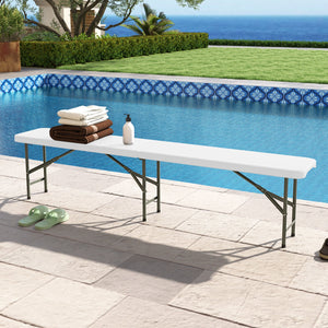 6 Feet Plastic Folding Bench Portable Seat with Handle and Lock
