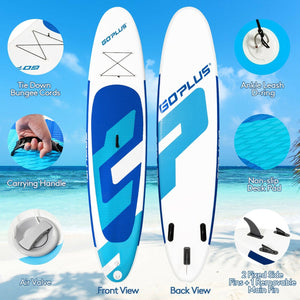 10 Feet Inflatable Stand Up Paddle Board 6 Inches Thick with Backpack Leash Aluminum Paddle