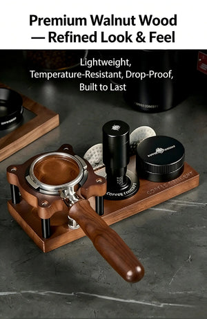 Cute Bear Espresso Tamper Set with Walnut Stand - Gift for Coffee Lovers Under $29