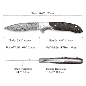 Raven VG10 Ultralight Folding Pocket Knife with Titanium & Carbon Fiber Handle