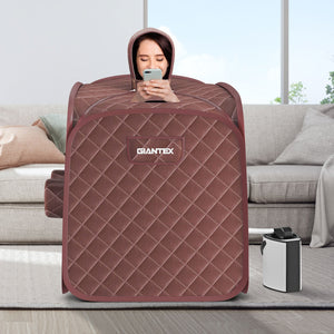 800W 2 Person Portable Steam Sauna Tent SPA with Hat Side Holes 3L Steamer
