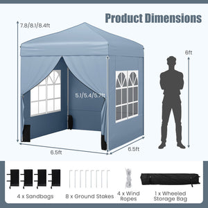 6.5 x 6.5 FT Pop up Canopy Tent with 4 Sidewalls and Wheeled Bag