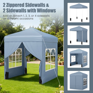 6.5 x 6.5 FT Pop up Canopy Tent with 4 Sidewalls and Wheeled Bag