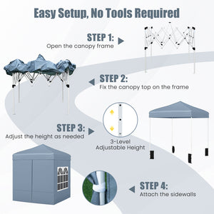 6.5 x 6.5 FT Pop up Canopy Tent with 4 Sidewalls and Wheeled Bag