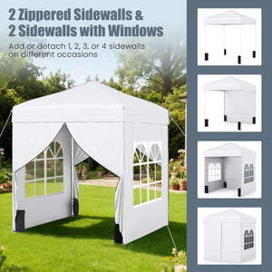 6.5 x 6.5 FT Pop up Canopy Tent with 4 Sidewalls and Wheeled Bag
