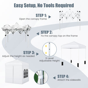 6.5 x 6.5 FT Pop up Canopy Tent with 4 Sidewalls and Wheeled Bag