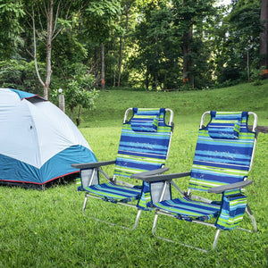 4-Pack 5-Position Outdoor Folding Backpack Beach Reclining Chair with Pillow