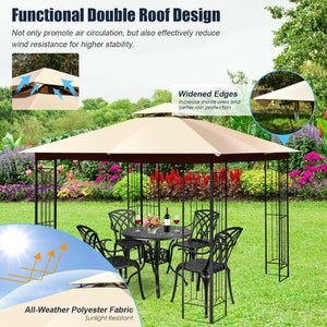 10 x 10 Feet L-Shaped Patio Canopy Gazebo Outdoor 2-Tier Steel Tent