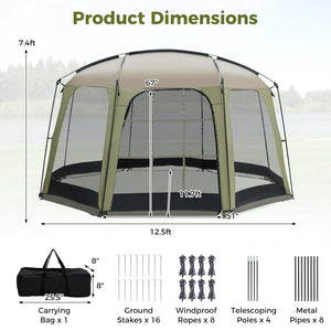 6-8 Person Netted Canopy Tent with Zippered Door