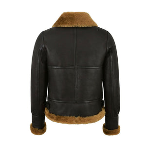 Women’s RAF B3 Flying Bomber Aviator Style Shearling Leather Jacket