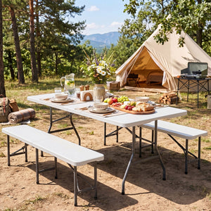 6 FT Fold-in-Half Camping Table with Carrying Handle