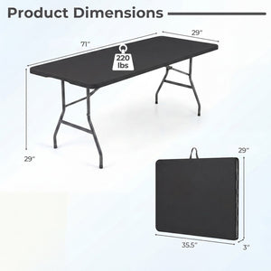 6 FT Fold-in-Half Camping Table with Rattan Texture
