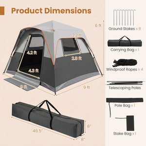 6-Person Instant Cabin Tent with Blackout Rainfly