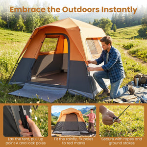 6-Person Instant Cabin Tent with Blackout Rainfly