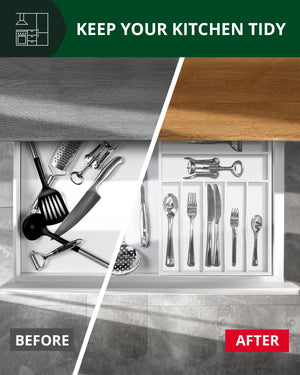 Basic Silverware Drawer Organizer, White