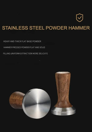 Solid Walnut Espresso Tamper Set - 58mm Solid Wood Handle + Stand