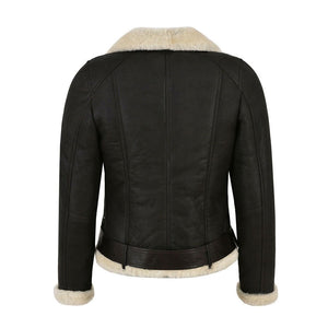Women’s Genuine Leather Faux Fur Shearling Biker Jacket