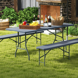 6 ft Portable Folding Table 350 LBS Fold-in-Half Table with HDPE Tabletop