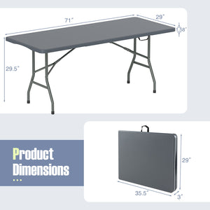 6 ft Portable Folding Table 350 LBS Fold-in-Half Table with HDPE Tabletop