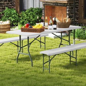 6 ft Portable Folding Table 350 LBS Fold-in-Half Table with HDPE Tabletop
