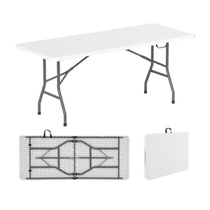 6 ft Portable Folding Table 350 LBS Fold-in-Half Table with HDPE Tabletop