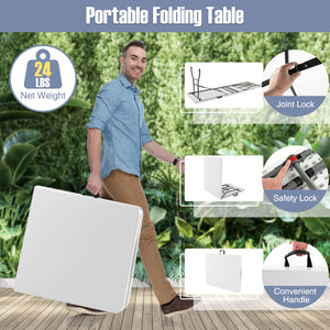 6 ft Portable Folding Table 350 LBS Fold-in-Half Table with HDPE Tabletop