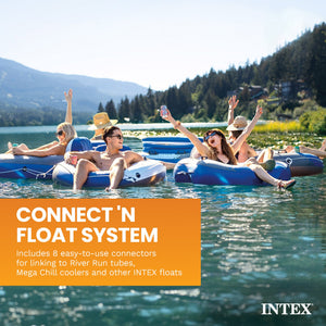 Intex River Run Connect Vinyl Lounge Inflatable Floating Water Tubes (4 Pack)