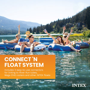 Intex Blue Tropic Inflatable Lake Island Water Float with Cooler and Cupholders