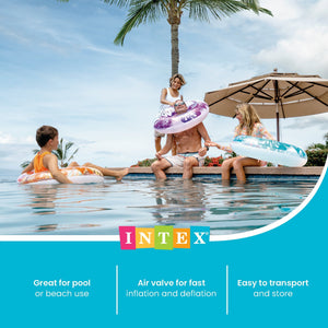 Intex 36 Inch Colorful Transparent Inflatable Swimming Pool Single Ring Float